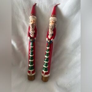 OLD WORLD SANTA TAPER CANDLES- SET OF 2- 7 1-2 INCHES EACH- VINTAGE